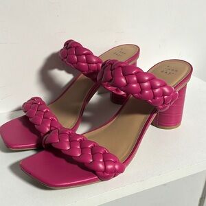 A New Day Women's Pink Braided Heeled Sandals